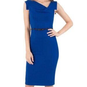 Black Halo Jackie O Sheath Dress in cobalt blue